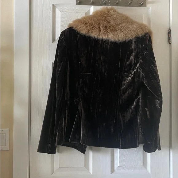 Set of 2 items vintage 1990s velvet blazer and fur collar cowl shawl hippie - Picture 2 of 7